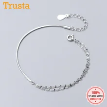 Trusta Подлинная 925 пробы Серебряная Милая двойная закругленная цепочка из змеиных костей 16 см браслет для женщин Свадебные украшения подарок ds1898
