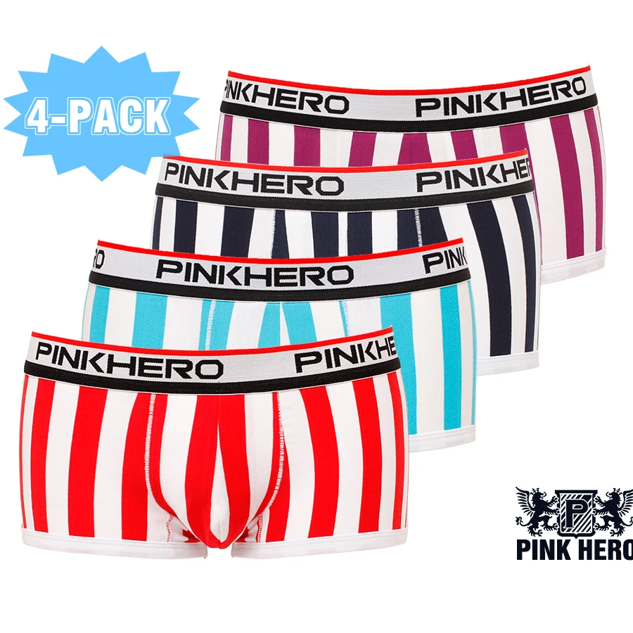 Трусы-боксеры мужские хлопковые в полоску 4 шт./лот | Мужская одежда