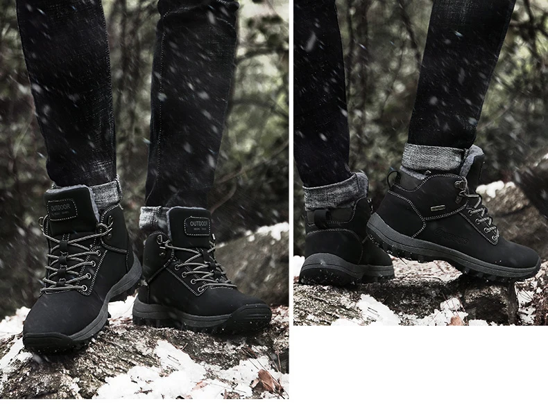 Зимние теплые ботинки мужская водонепроницаемая зимняя обувь мужские ботильоны с плюшем из искусственной кожи Повседневная Рабочая обувь с высоким вырезом г. Botas