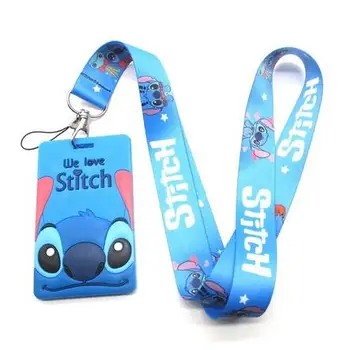 

Hot Sale! 100 pcs Cartoon Stitch Lanyard Key Chains Card Holders Bank Card Neck Strap Card Bus ID Holders PK-20