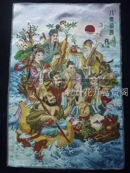 

Colección Antigua China Thangka bordado Ocho inmortales a través del diagrama del mar
