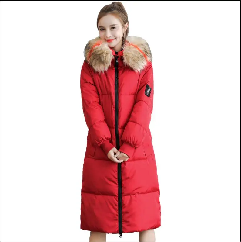 Зимние пальто, куртка, женские пуховики, хлопковые куртки, длинные, с капюшоном, утолщенная, модная Женская парка, Chaqueta Mujer размера плюс, 7XL, Z237 - Цвет: Красный