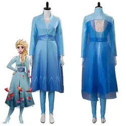 Ледяная Снежная королева, платье принцессы Эльзы, Женский костюм для косплея, карнавальный костюм для девочек с синими бриллиантами на