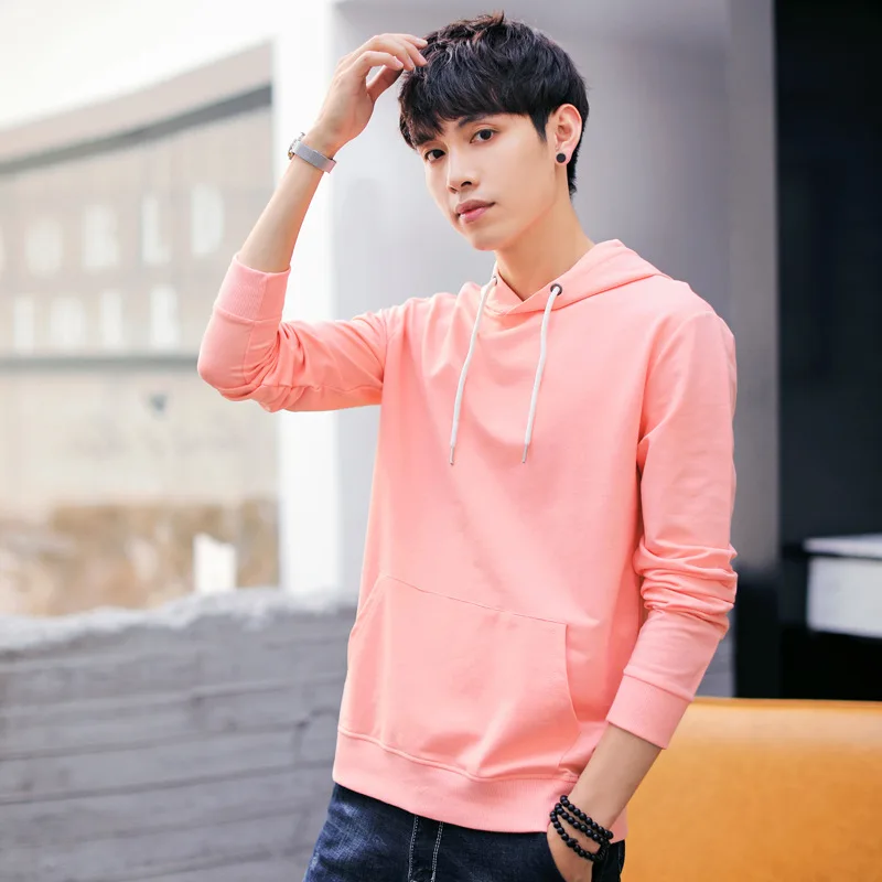 

Men's plain coloured hoodie/pullover long sleeve casual Hoodie in 2019
