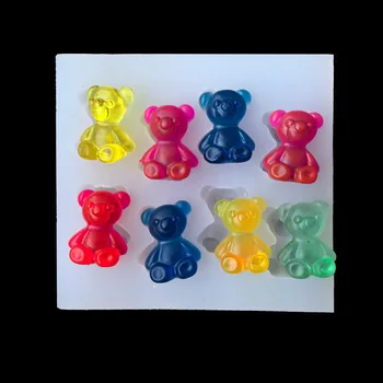 

8 Pcs DIY Crystal Transparent Bear Silicone Mold For DIY Craft Earring Pendant Mold Epoxy UV Gift Box Jewelry Tools Moulds