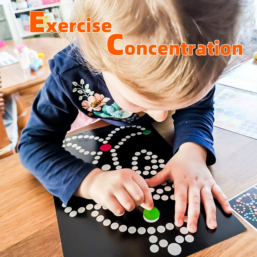 Children DIY Cartoon Dot Puzzle Colorful Cute Animal  Learning Early Education Toys Primary Mosaic Sticker Games for Kids Gifts