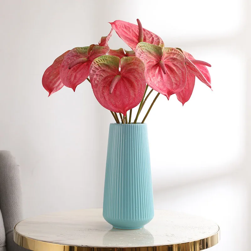 Fake plants Anthurium green leaves anthurium flowers indoor plant balcony office desktop artificial home decor | Дом и сад