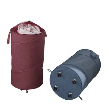 

Dirty Clothes Hamper with Wheels Foldable Design Breathable Densely Woven Mesh Portable Creative Storage Bucket
