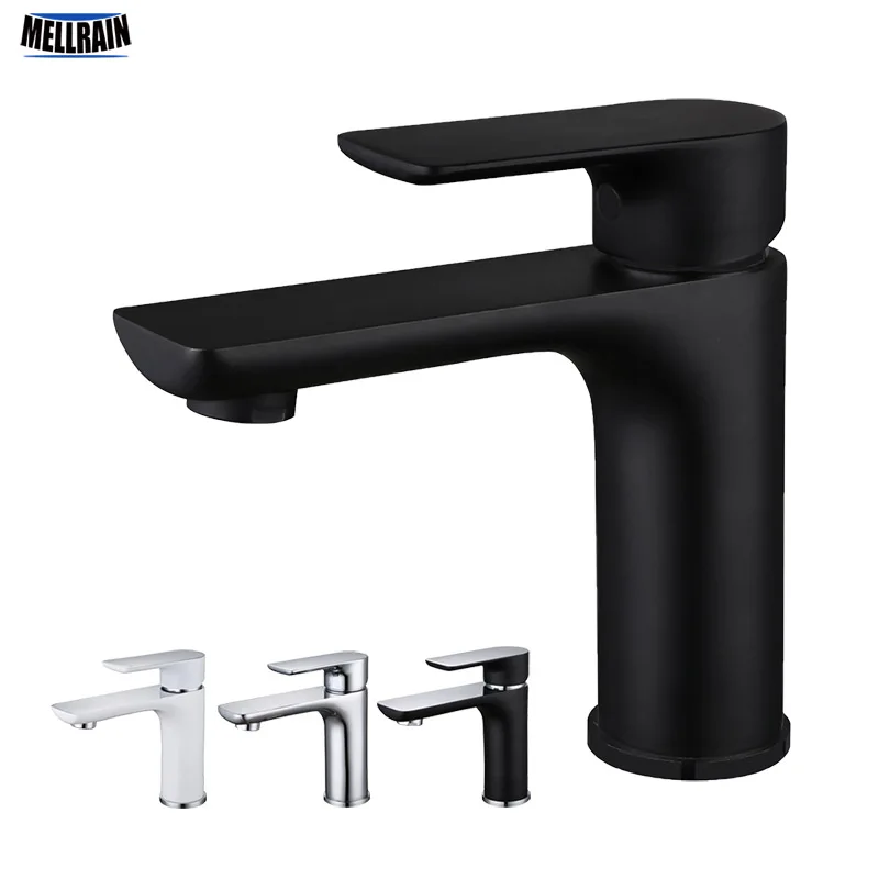 High Quality Bathroom Basin Faucet Black & White Chrome Colors Water Tap Brass Under Counter Sink Mixer Single Hole Mounted |