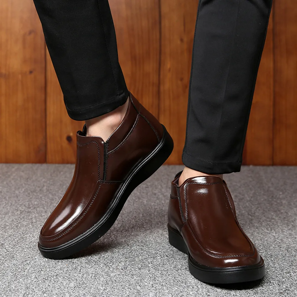 Обувь новые модные мужские ботинки zapatos de hombre, мужские бархатные лоферы с высоким берцем, повседневные водонепроницаемые Нескользящие хлопковые ботинки