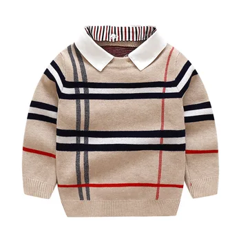 

2-8T Toddler Kid Boy Clothes Autumn Winter Warm pullover Top Long Sleeve Plain Sweater Fashion Knitted gentleman Outfit