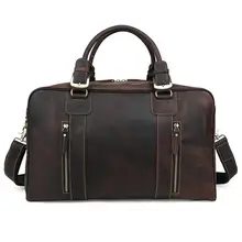 Роскошные простые мужские дорожные сумки из толстой кожи, винтажные выходные сумки, модные дорожные сумки, вещевой мешок, багаж, темно-коричневый, 1024