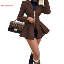 

Casual Slim Fit Women Fashion Long Sleeve Notched Lapel Zipper Jackets PU Leather Jacket Turn Down Collar Thin Coat Autumn Chic