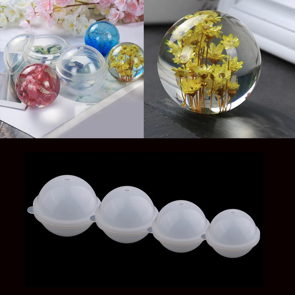 Silicone Large Round Sphere Balls Mould Epoxy Resin Casting DIY Dried Flower Ornament Jewelry Making Mold Tool 70/80/90/100mm