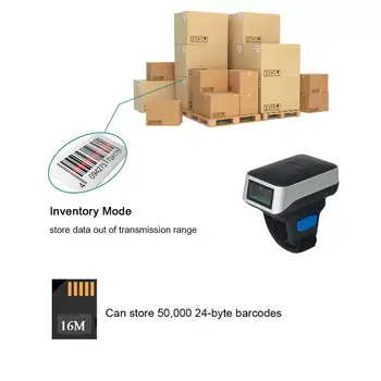 

China warehouse use bar code reader wireless finger inventory scanner 2.4G bluetooth portable scanner wifi