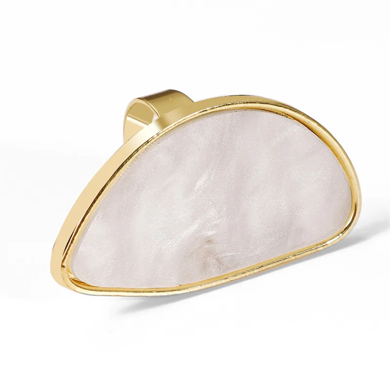 Adjustable Geometric Statement Ring For Women In Agate And Resin_voghion.com