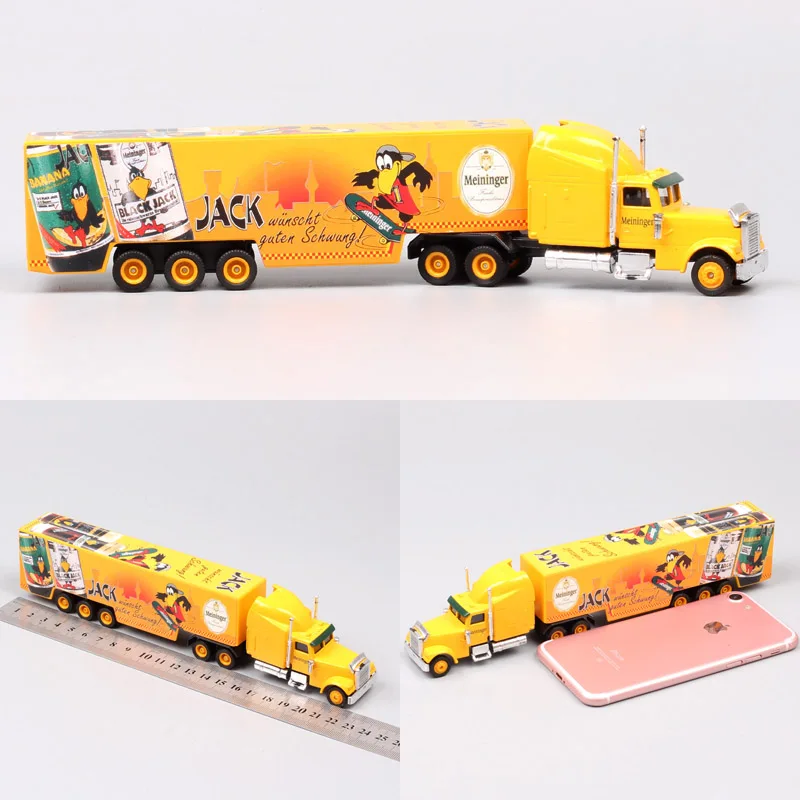 1/87 Scale Mini Small Germany Advertising AD Media container Cargo trailer tow Truck Diecasts& Toy Vehicles model Cars souvenir - Цвет: Коричневый