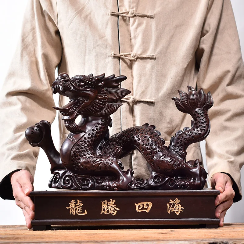 Палисандр Дракон орнаменты зодиака Статуя Дракона гостиная украшение из чёрного