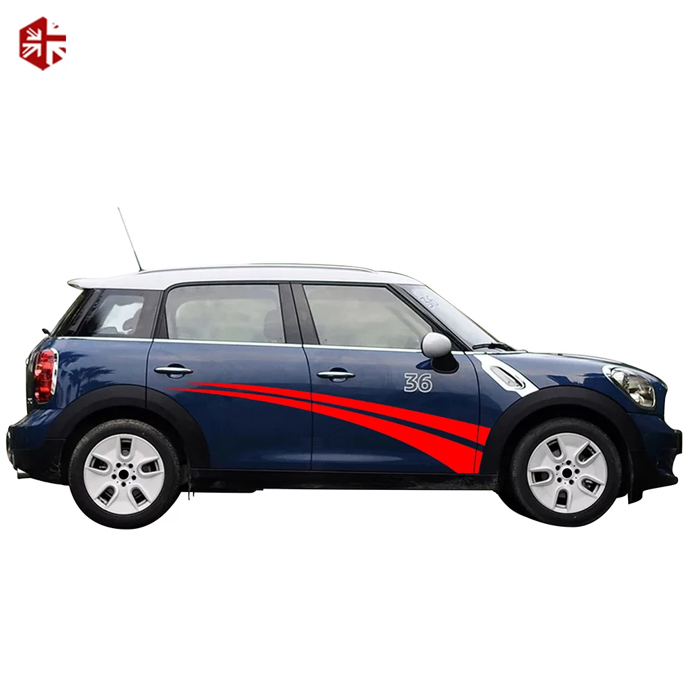 2X креативная Виниловая наклейка для автомобиля в полоску на дверь для MINI Cooper S Countryman R60 One JCW аксессуары