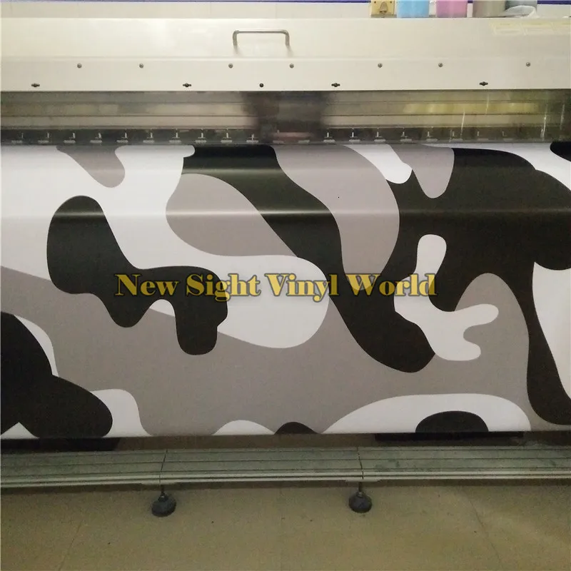 Черный белый серый Jumbo Arctic Snow Camouflage виниловая пленка для автомобиля без пузырей