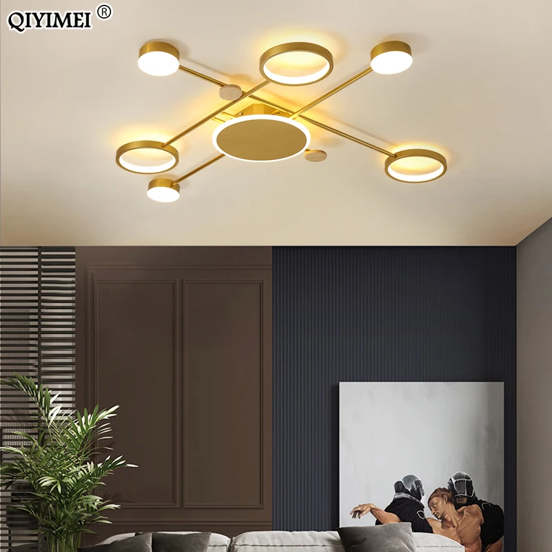 

Modern Led Chandeliers Lighting For Living Room Dining Bedroom Indoor Lights Black Golden Color Lustre Lamps Luminaria AC90-260V