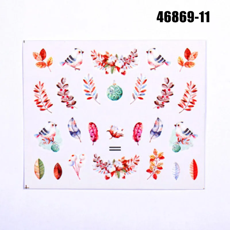 46869-11 Горячее предложение, новинка, 10 шт., водяные наклейки для ногтей, дизайн осенних листьев, Переводные переводные наклейки для ногтей, сделай сам, украшение SSwell - Цвет: 46869-11