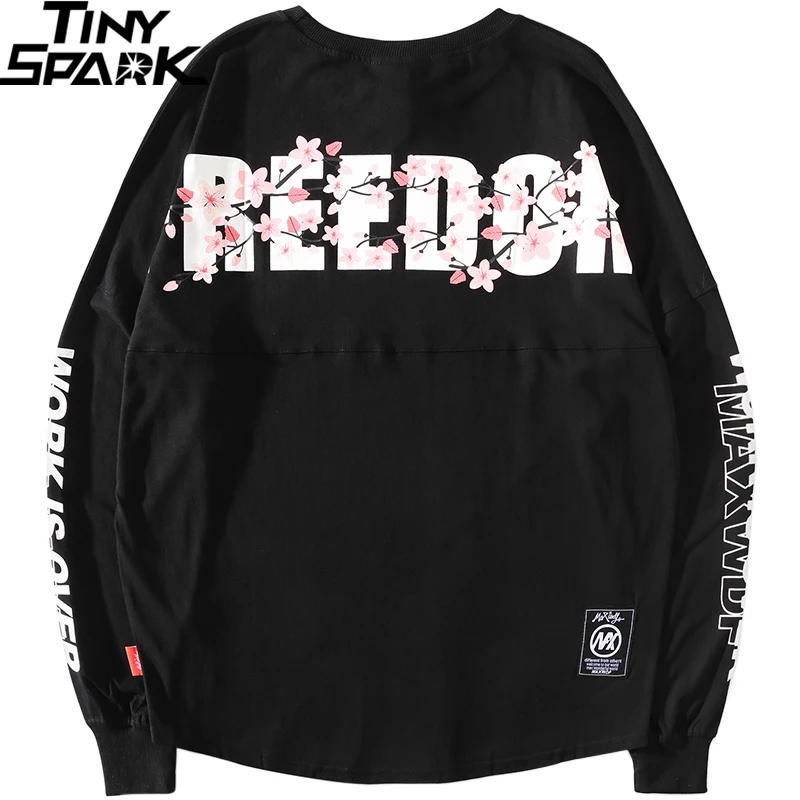  2019 Harajuku Freedom Sakura Sweatshirt Pullover Hip Hop Streetwear Mens Hoodie Sweatshirts Oversiz