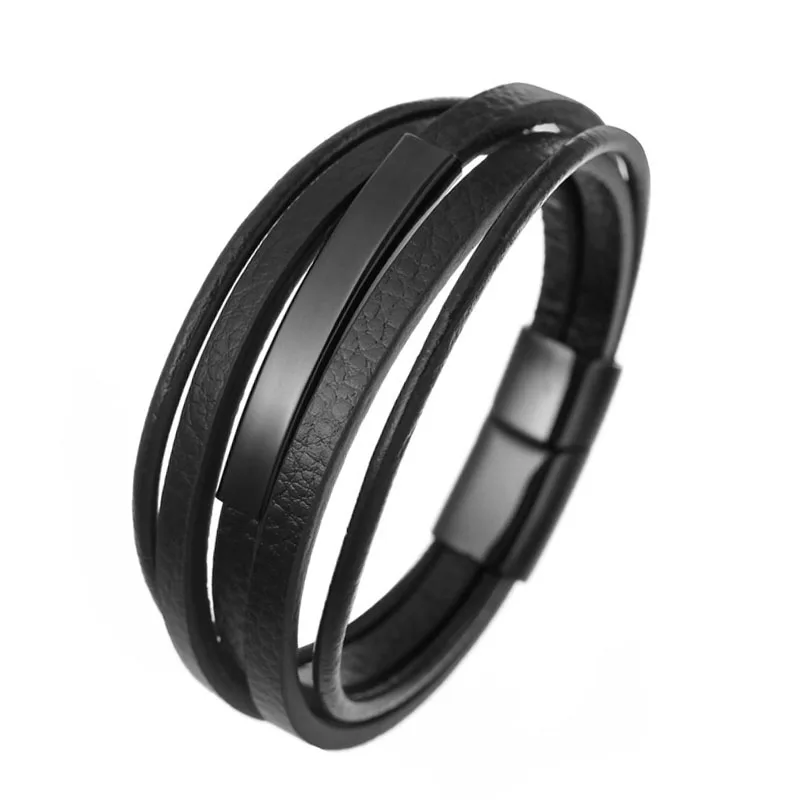 

Trendy Jewelry Genuine Leather Bracelet Men Stainless Steel Bracelets Multilayer Braided Rope Chain Jewelry Classic Synoke