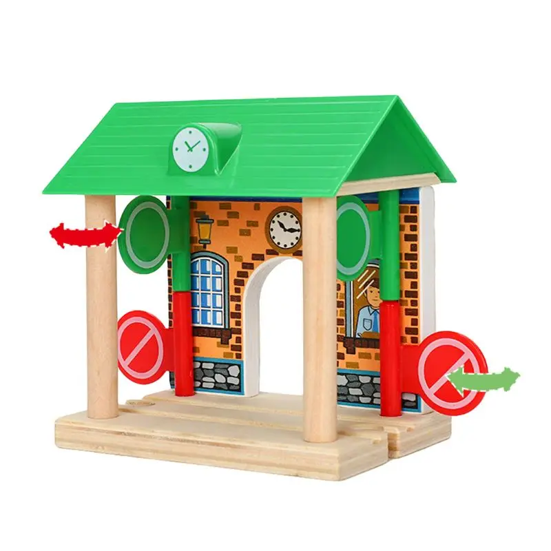 

DIY Wooden Road block Station Scene Model Track Accessories Kids Educational Toy