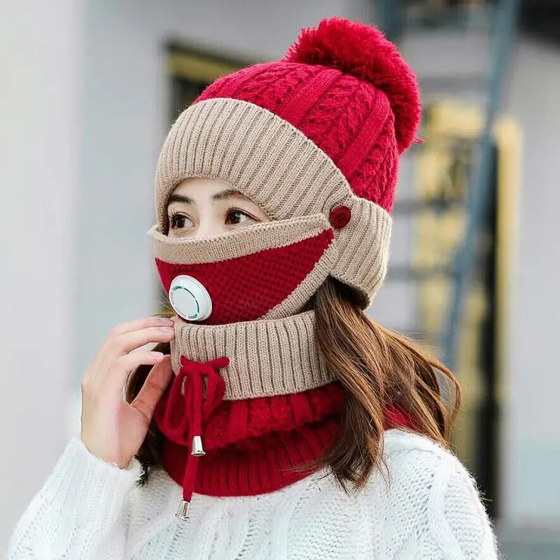 SUOGRY/Модная Меховая теплая зимняя женская шапка, шапка и шарф, комплект из 2 предметов, 8 цветов, вязаная шапка, шарф, комплект, теплый шарф