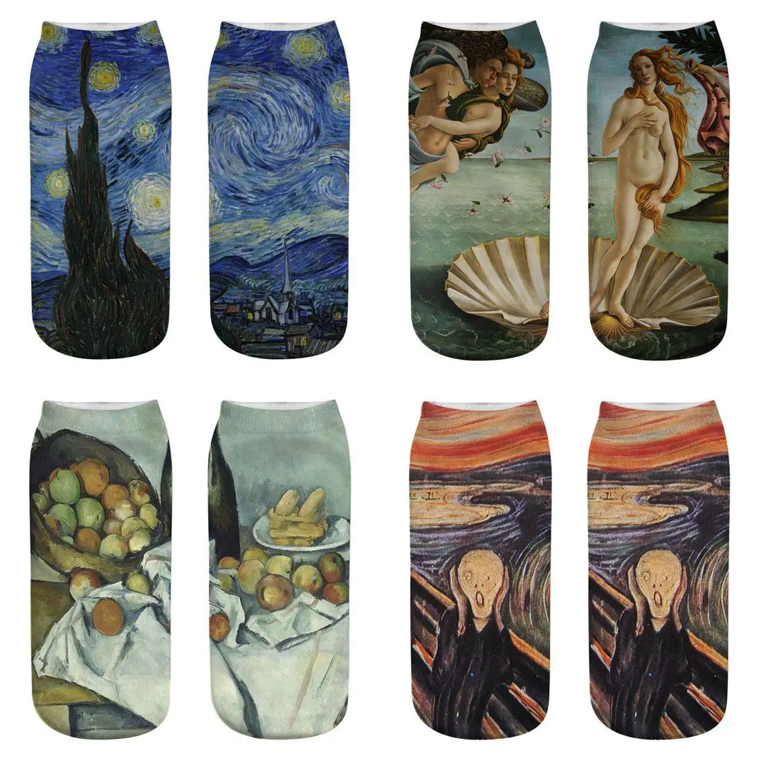 

Fashion Women Unisex New Painting Art Socks Men 3D Oil Scream Harajuku Printed Women Socks Funny Cotton And Ankle Socks 6J-D24