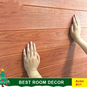 

3D Self Adhesive Wallpaper Background Wall Home Decor Stickers Wood Grain Living Room Kindergarten Wall Board Foam Wall Sticker