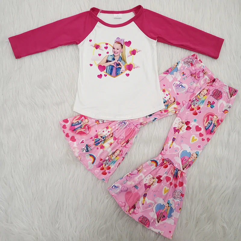 Одежда для маленьких девочек; Рождественская рубашка с длинными рукавами и рисунком звезды; красивые брюки-колокольчики для девочек; одежда для детей; Изысканная одежда