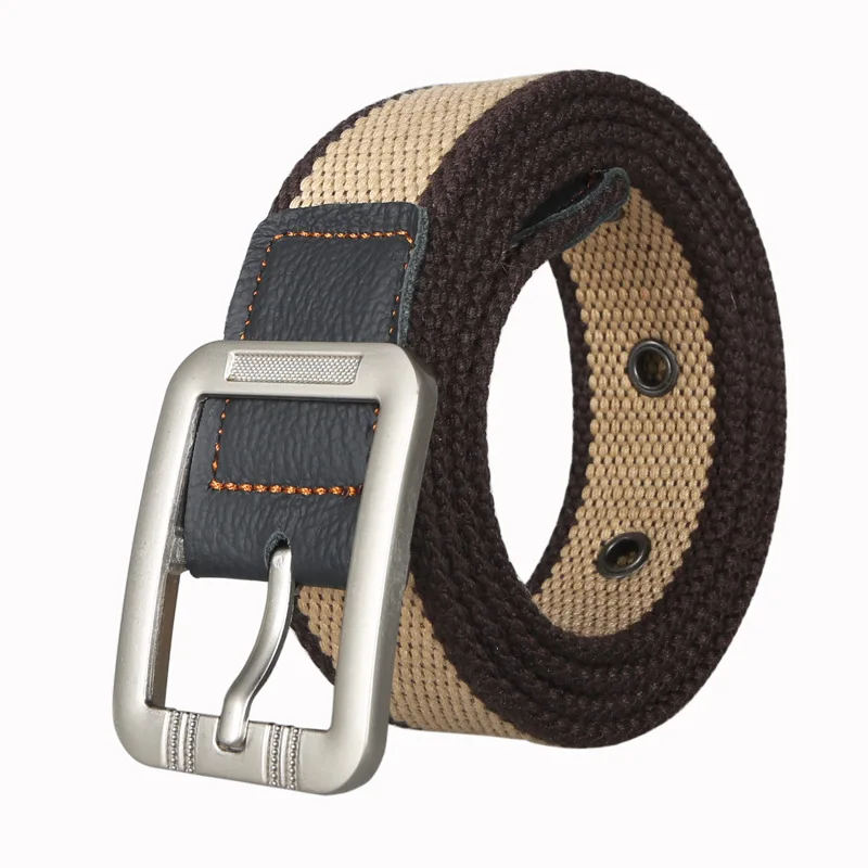 

Outdoor Solid Canvas Belts For Men Casual Metal Pin Buckle Hunting Waistbelt Bowboy Classic Khaki Male Tactical belt Military