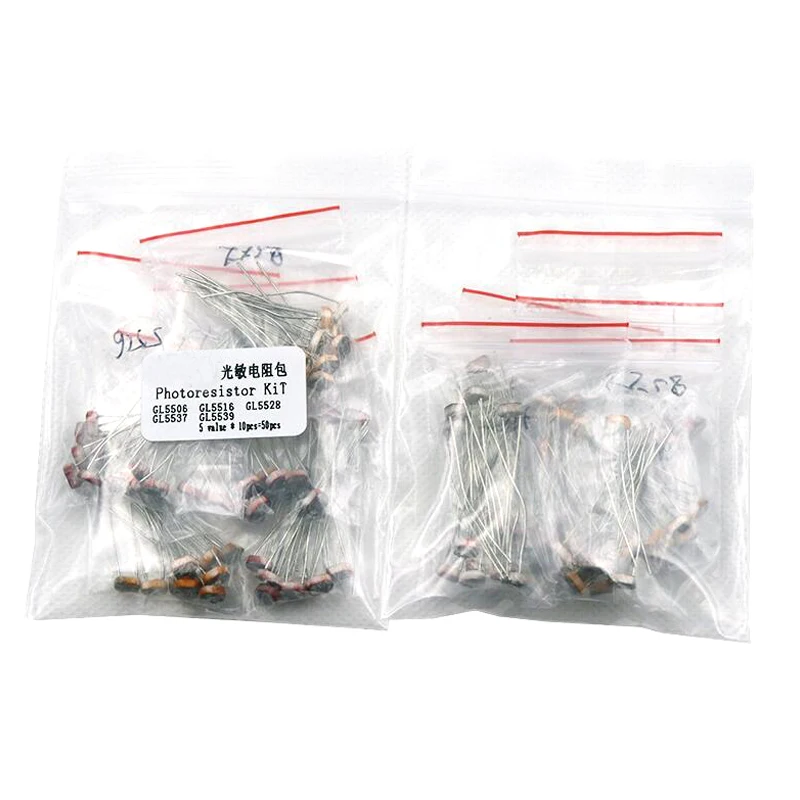 50pcs(5value*10pcs) LDR Photoresistor diy kit for GL5506 GL5516 GL5528 GL5537 GL5539 Free shippng | Электронные компоненты и
