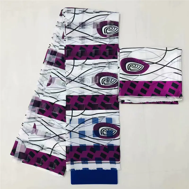 

Hot selling 4Y ORGANZA+2Y Ribbon material colorfast Nigrian design African wax pattern satin silk fabric TJ12509