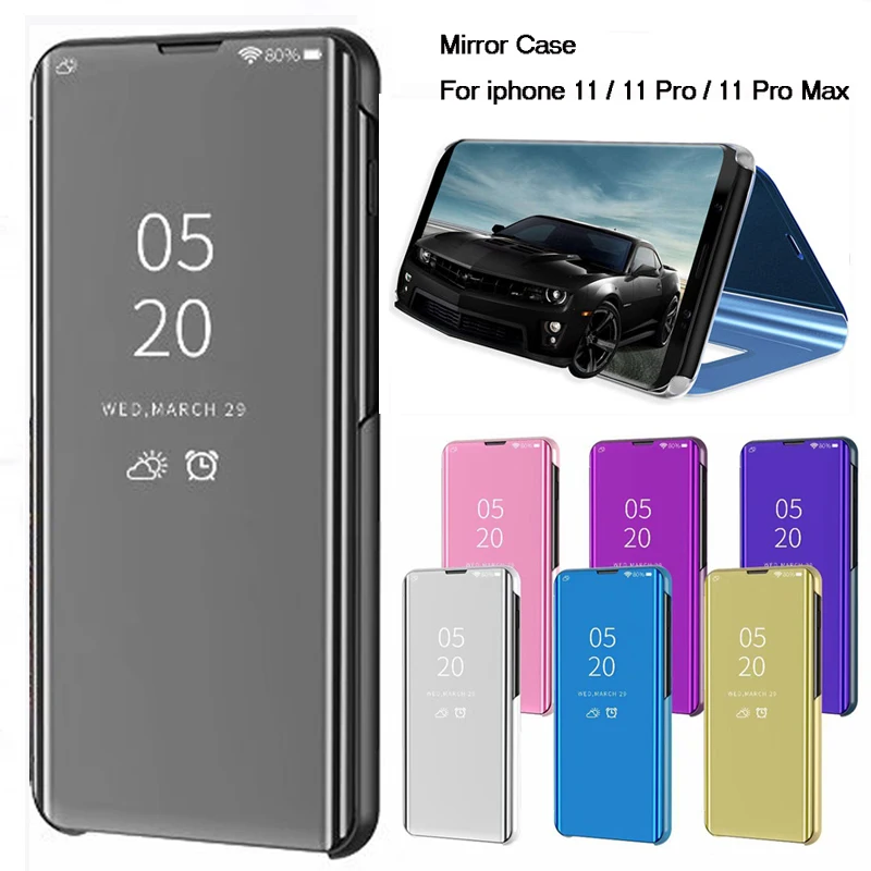 

Flip Mirror Cover For iphone 11 Pro Max Cases Smart Mirror Clear View Leather Case For iphone 11 Case iphone11 Pro Cover Funda