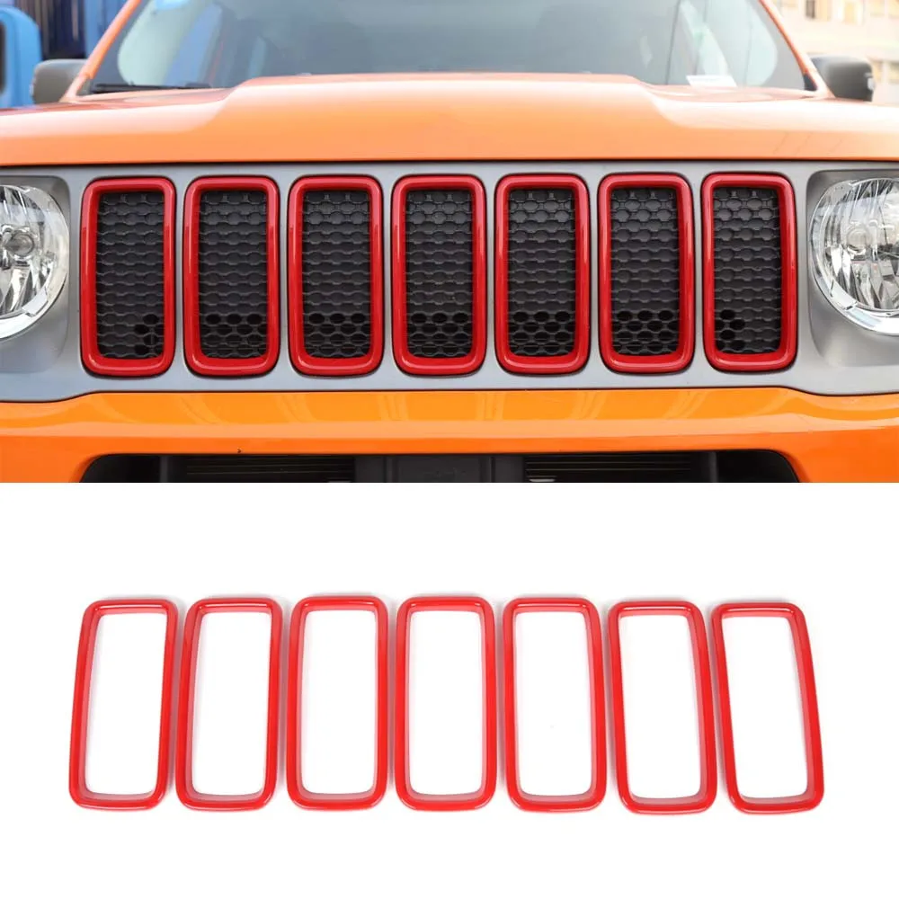 Для Jeep Renegade+ автомобиль передняя решетка декоративное кольцо, Накладка для укладки волос Молдинги 7 шт./компл
