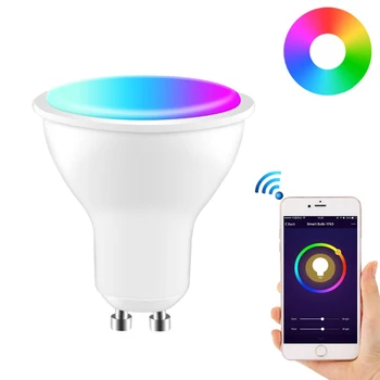 

1Pc LED WiFi Smart Lamp GU10 Bulb Bombillas RGBW 6W Dimmable Compatible With Light Apps Alexa & Google Home Remote Control Bulbs