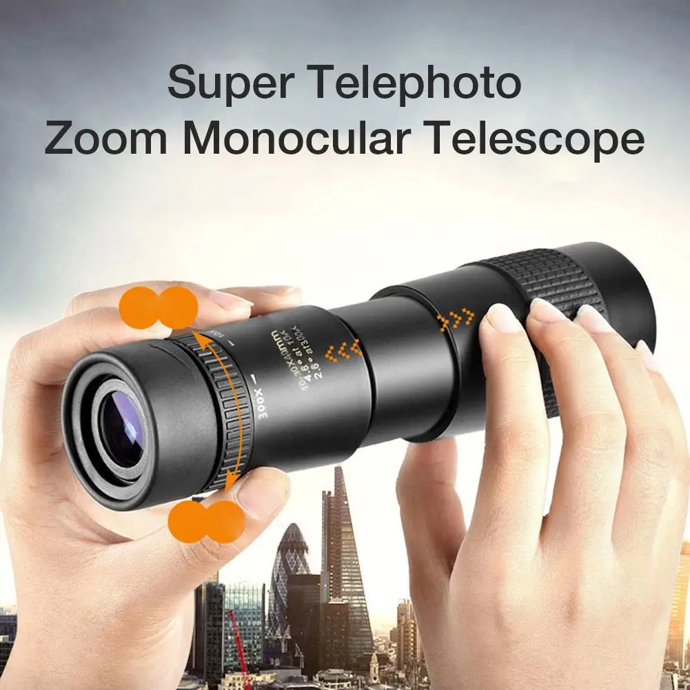Glomixs 4K 10-300X40mm Super Telephoto Zoom Monocular Telescope for Beach Travel 