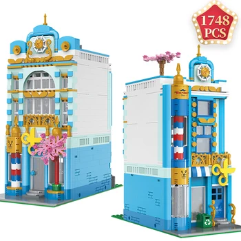 

Technic Design City Architecture Series Two-story Small Building Blocks Barber Shop Bricks Girls Toys Holiday Christmas Gifts