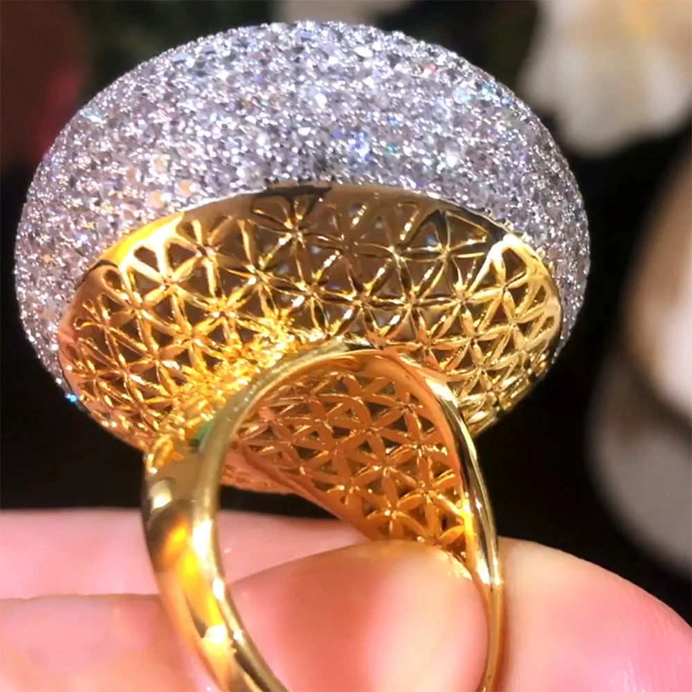 Missvikki Trendy Disco Ball Big Bold Statement Ring for Women Cubic Zircon Finger Rings Beads Charm Ring Bohemian Beach Jewelry