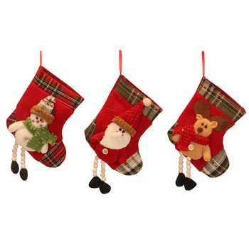 

3 Pcs Christmas Stocking Classic Personalized Santa, Snowman, Reindeer Xmas Character for Christmas Party Decorations