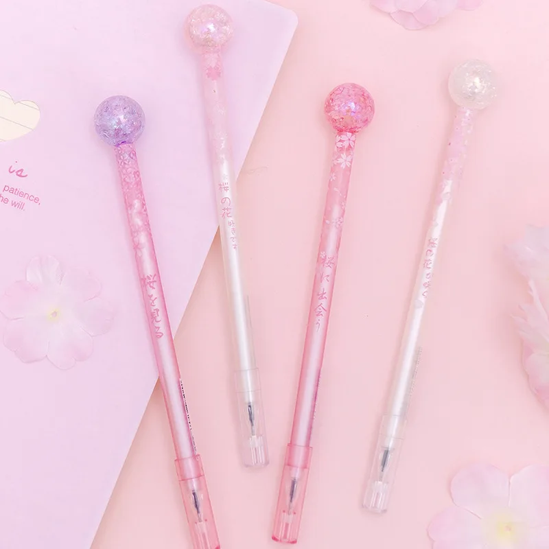 4 шт./лот круглая шариковая гелевая ручка сакуры вишни подарочная для канцтоваров