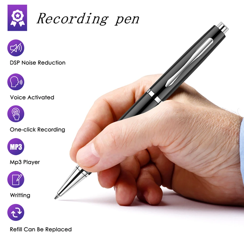 Профессиональный диктофон Pen V82 16G Портативный HD USB Запись HIFI аудио 192 кбит/с