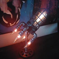 Vintage Steampunk Rocket Table Lamp Flame Night Light for Bar Store Desk Decor Lighting Fixtures Creative