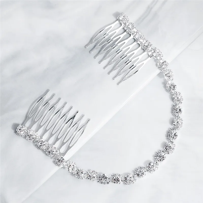 

Fashion Bridal Crystal Chain Combs Symmetric Wedding Jewelry Accessories Grace Handmade Rhinestone Bridal Headdress Hair Pins