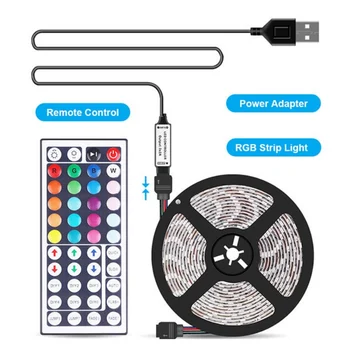 

LED Strip Light RGB 5050 SMD 44-Key Flexible Ribbon led light strip RGB 5M Tape Diode Remote Control USB LED Strip Lights
