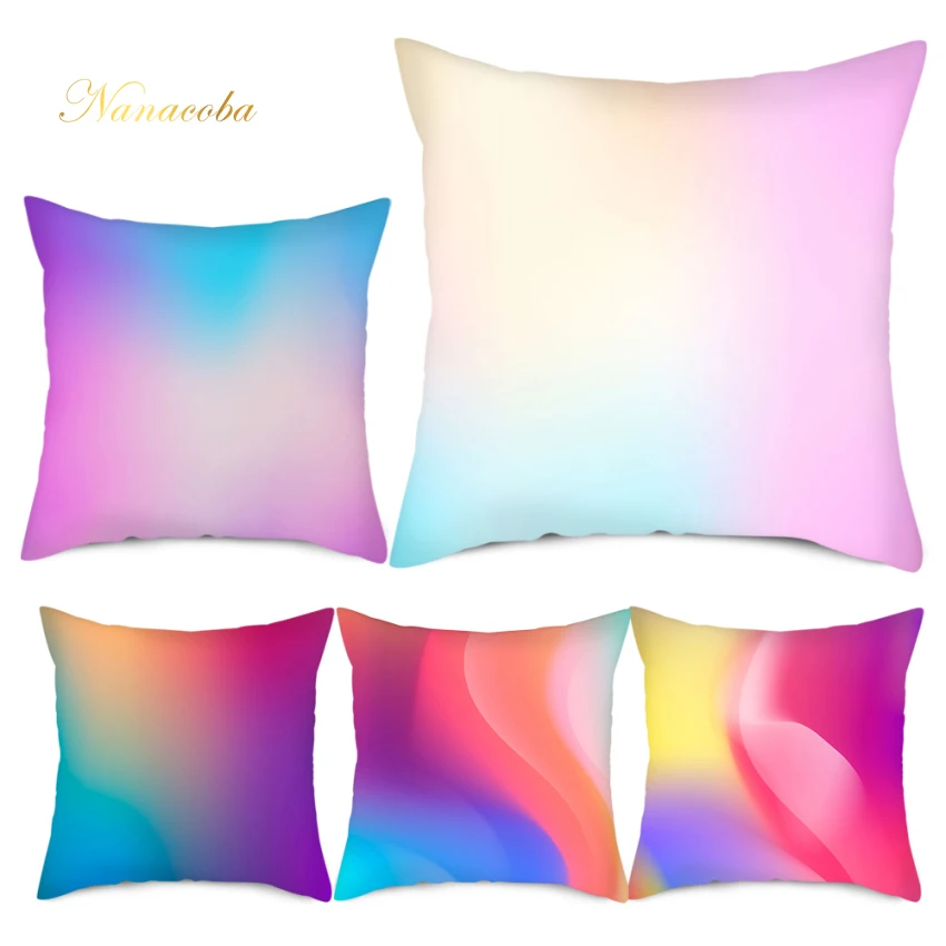 

Nanacoba Colorful Geometric Print Cushion Cover Rainbow Abstract Decorative Pillowcase for Sofa Bed Living Room Home Decor