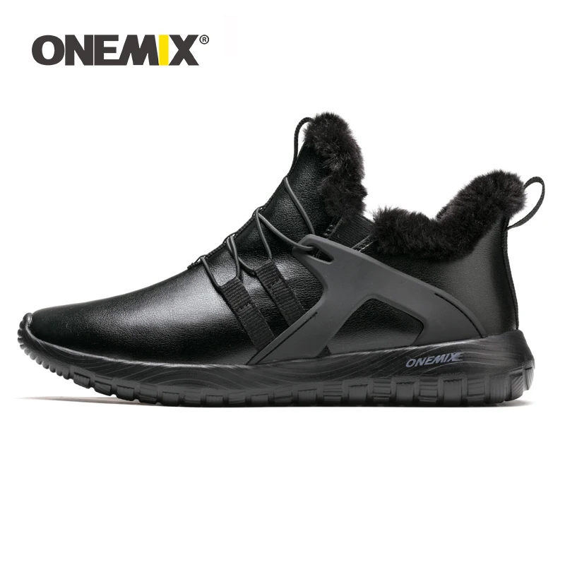ONEMIX Winter Running Shoes For Men Ankle Boot Outdoor Sneakers Soft Waterproof Leather Keep Warm Snow Boots Walking | Обувь